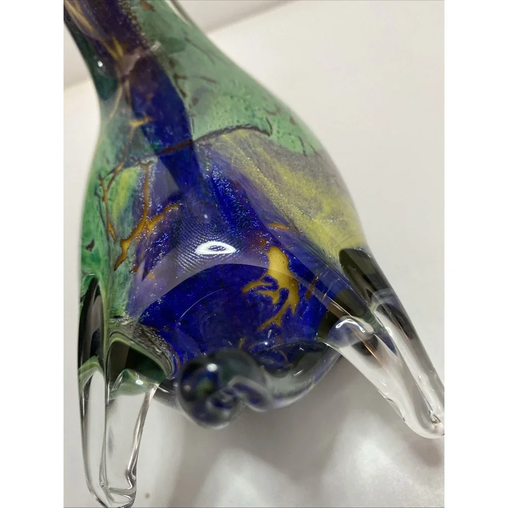 Blown Glass Pelican Multicolor Art Glass Figure Paper Weight Glass Christma Gift